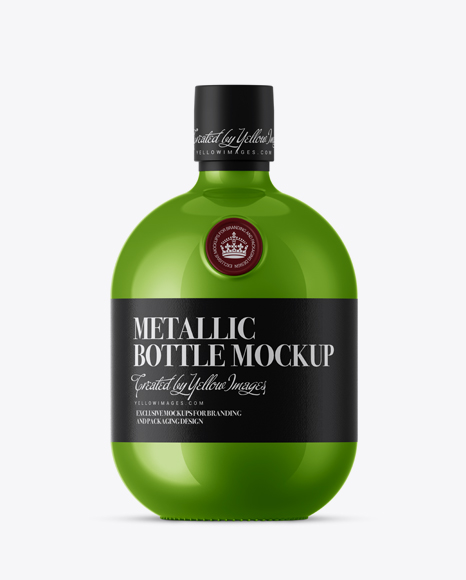 Metallic Rum Bottle With Paper Label Mockup