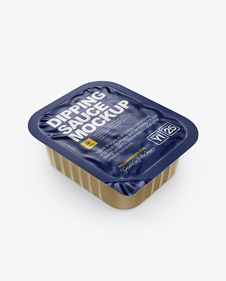 Dipping Sauce With Foil Closure Mockup (High-Angle Shot)