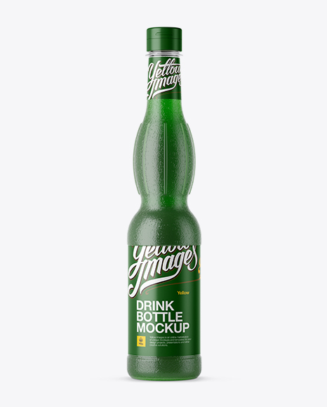 Textured Plastic Bottle with Green Drink Mockup