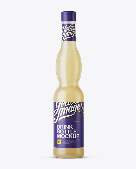 Textured Plastic Bottle with Yellow Drink Mockup