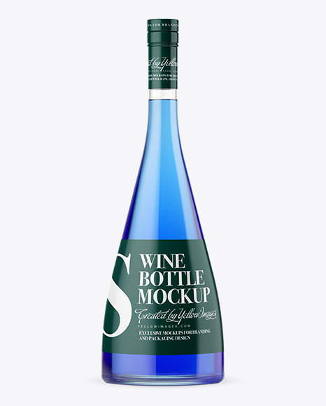 Clear Glass Bottle With Blue Liqour Mockup