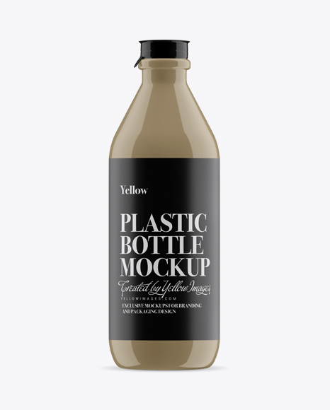 Glossy Plastic Dairy Bottle Mockup - Front View