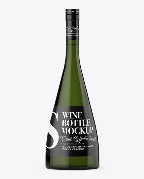 Dark Green Glass Wine Bottle Mockup