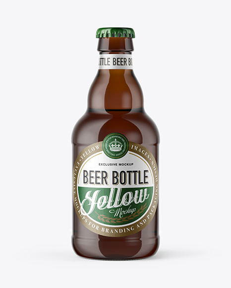 330ml Amber Glass Bottle with Light Beer Mockup