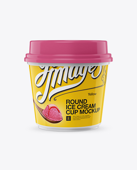 Glossy Ice Cream Cup Mockup - Front View