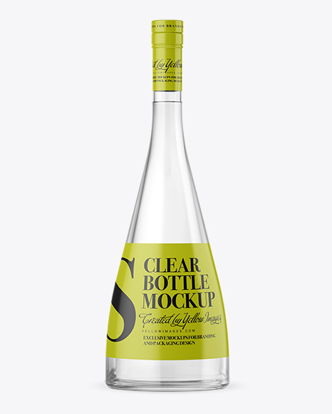 Clear Glass Bottle With Grappa Mockup
