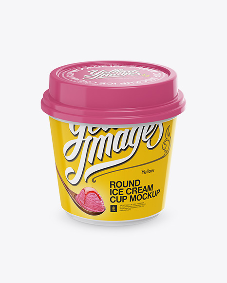 Glossy Ice Cream Cup Mockup - High-Angle Shot