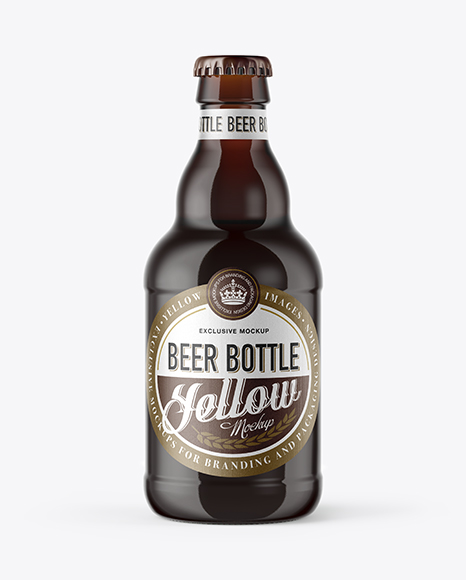 330ml Amber Glass Bottle with Red Ale Mockup