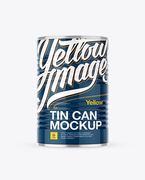 Glossy Tin Can With Pull Tab Mockup - Front & Top View
