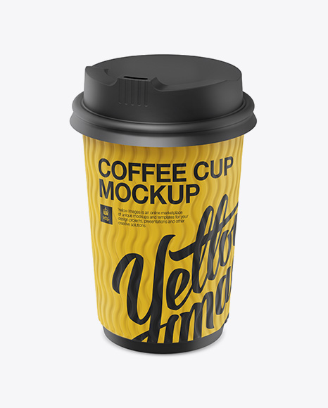 Matte Coffee Cup Mockup - Halfside View (High-Angle Shot)