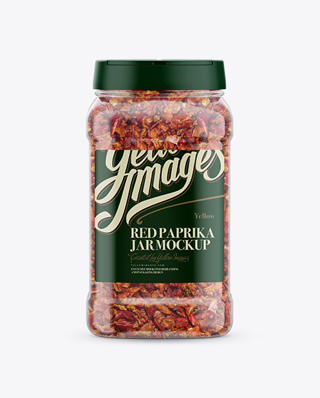 Plastic Spice Jar with Red Paprika Mockup - Front View