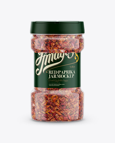 Round Plastic Spice Jar with Red Paprika Mockup - Front View