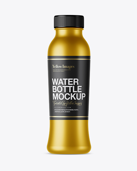 Metallic Bottle With Drink Mockup - Front View