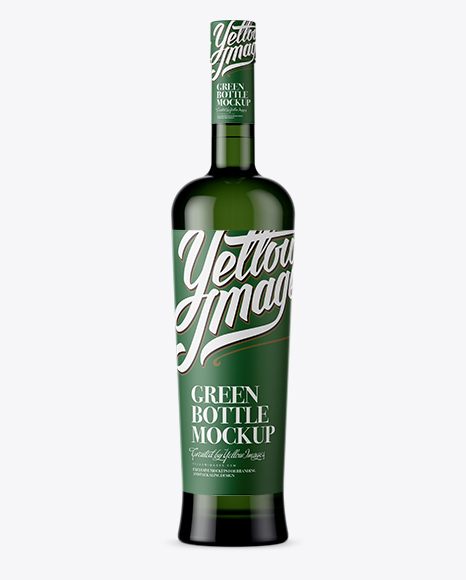 Green Glass Liquor Bottle Mockup