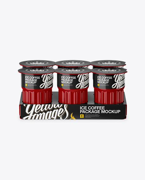 Glossy Ice Coffee 6  K-Cups Pack Mockup - Front View (High-Angle Shot)