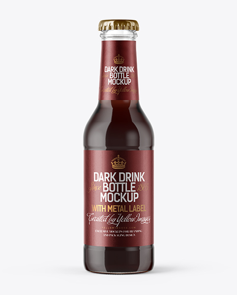 200ml Clear Glass Bottle with Dark Drink Mockup