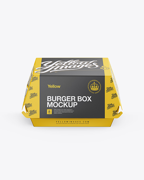 Paper Burger Box Mockup - Front View (High-Angle Shot)