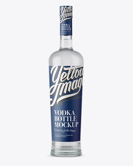 Clear Glass Bottle With Vodka Mockup