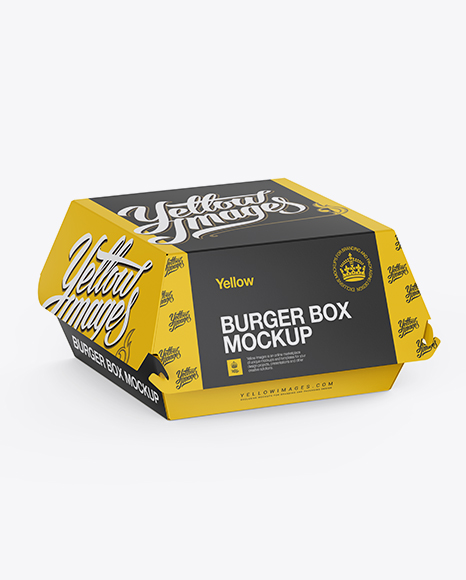 Paper Burger Box Mockup - Halfside View (High-Angle Shot)