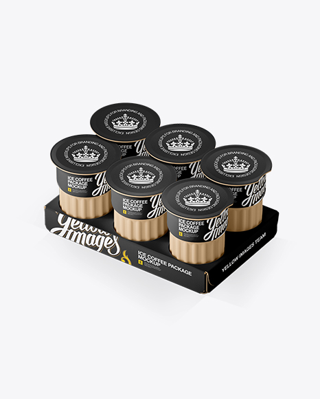 Matte Ice Coffee 6  K-Cups Pack Mockup - Halfside View (High-Angle Shot)