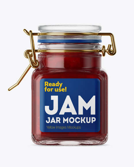 100ml Glass Cherry Jam Jar w/ Clamp Lid Mockup