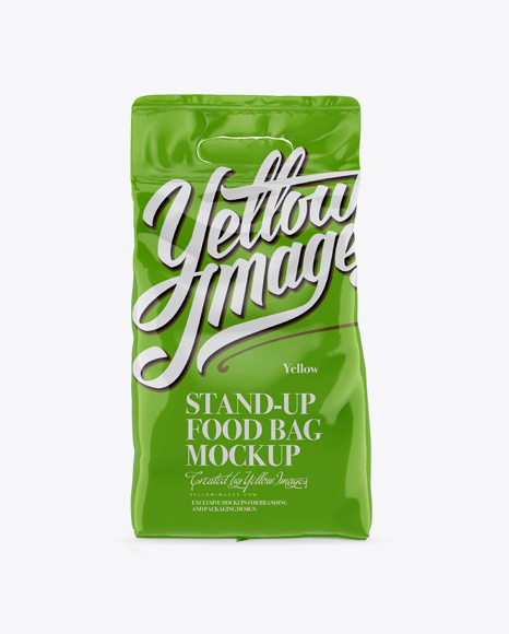 Glossy Stand-up Bag Mockup - Front View