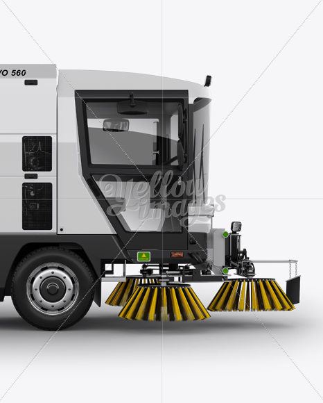 Street Sweeping Machine Right view Mockup