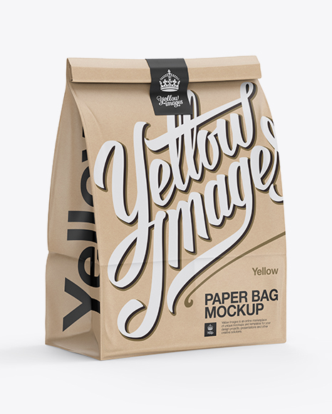 Glossy Kraft Paper Bag Mockup - Halfside View