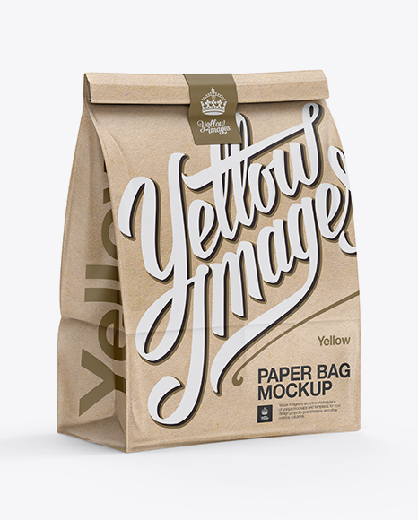 Kraft Paper Bag Mockup - Halfside View