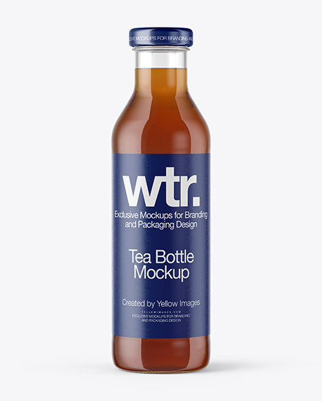 Clear Glass Bottle With Black Tea Mockup