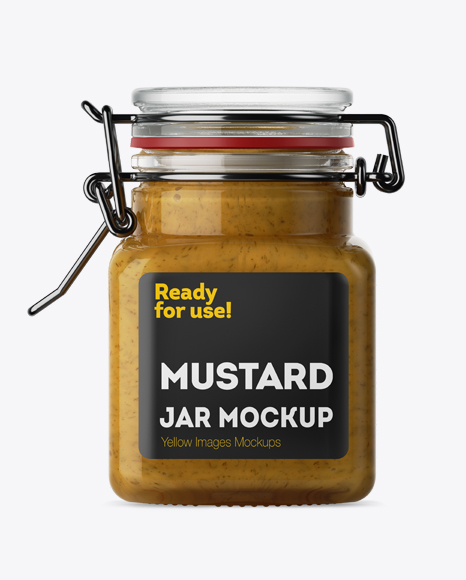 100ml Glass Mustard Jar w/ Clamp Lid Mockup