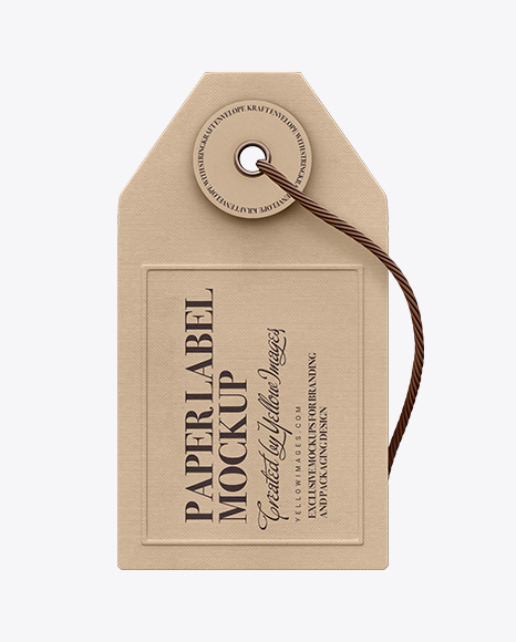 Paper Label With String Mockup - Front View