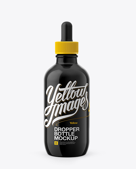 Black Glass Bottle With Dropper Mockup