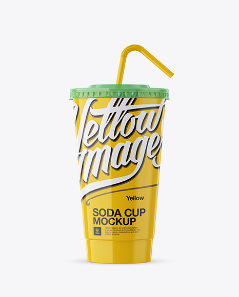 Glossy Plastic Soda Cup Mockup