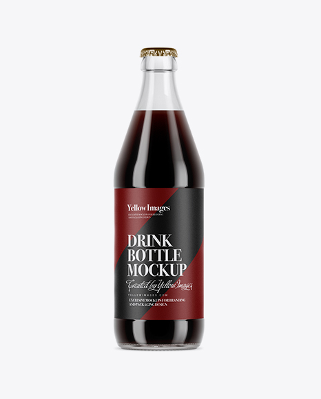 Clear Glass Bottle With Dark Drink Mockup