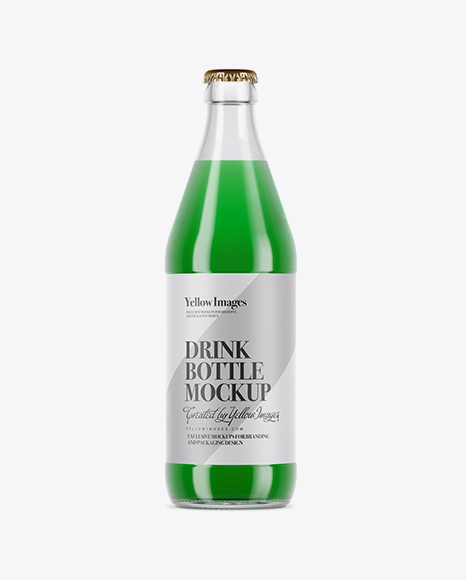Clear Glass Bottle With Green Drink Mockup