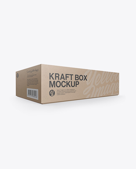 Kraft Box Mockup - Half Side View