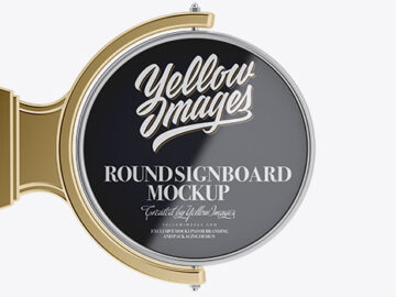 Metallic Round Signboard Mockup - Front View