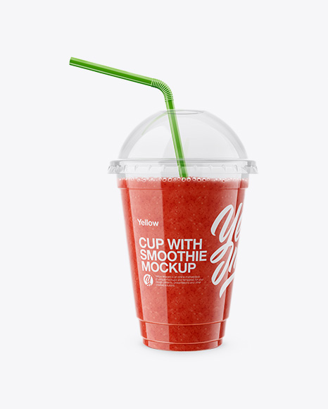 Watermelon Smoothie Cup with Straw Mockup