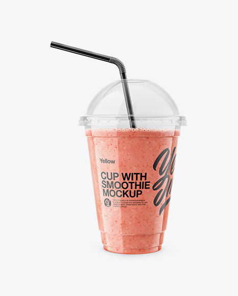 Raspberry, Strawberry & Apple Smoothie Cup with Straw Mockup