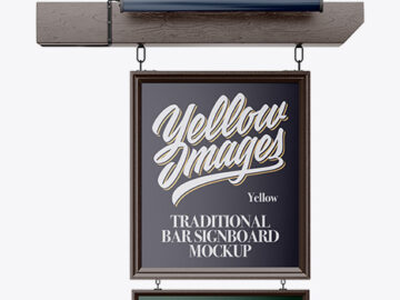 Traditional Bar Signboard Mockup - Front View