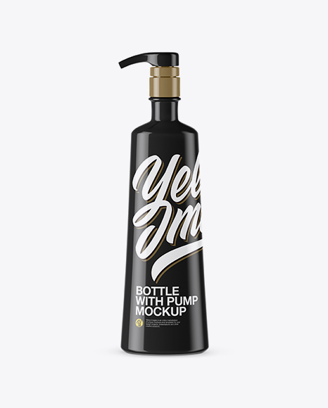 Glossy Bottle With Pump Mockup