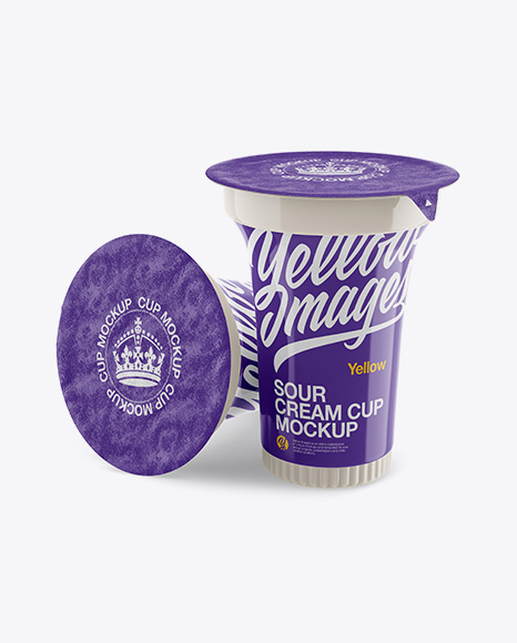Two Glossy Sour Cream Cup Mockup