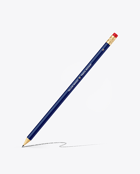 Round Pencil W/ Eraser Mockup