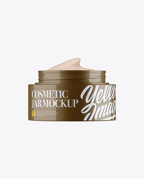 Opened Glossy Cosmetic Jar Mockup