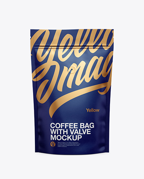 Matte Coffee Bag W/ Valve Mockup - Front View