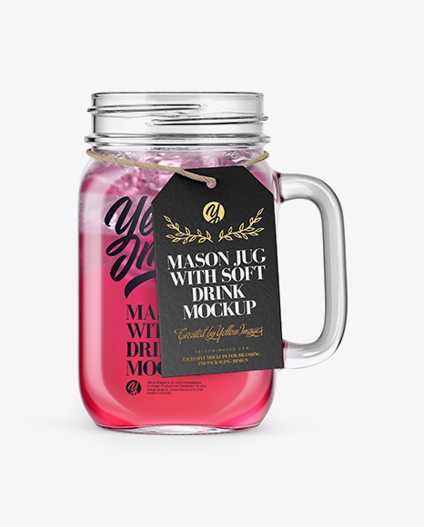 Opened Mason Jug with Fruit Drink Mockup - Front View