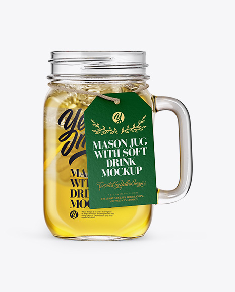 Opened Mason Jug with Lemonade Mockup - Front View