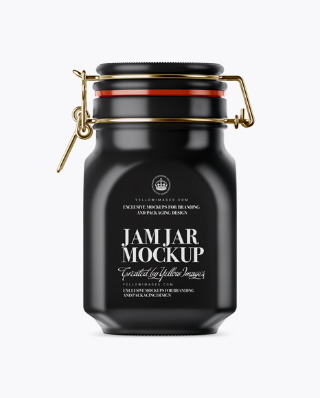 900ml Matte Ceramic Jam Jar w/ Clamp Lid Mockup