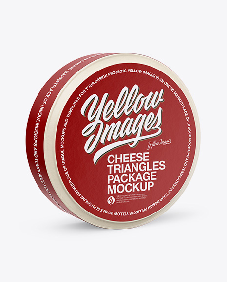 16 Cheese Triangles Package Mockup - Half Side View